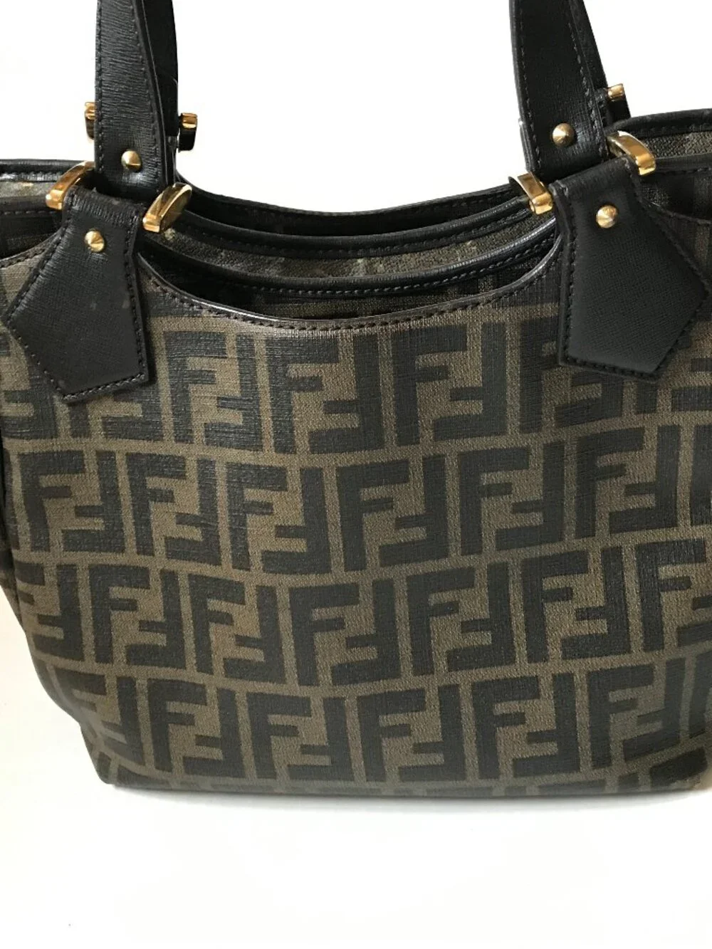 Auth FENDI Zucca Vtg Spalmati Shopping Tote Bag 8BH156 w COA
